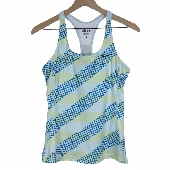 NIKE Dri Fit Tank Racerback Sports Bra Top Dots Workout Tennis Running Medium - Picture 14 of 14